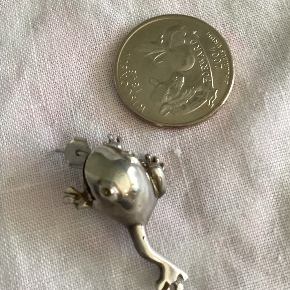 Sterling Silver Frog Lapel Pin/Earring - Picture 3 of 3